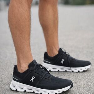 On Running Black and White Athletic Shoes